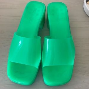 Neon Green Mule Block Heel